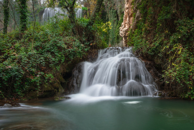 Обои картинки фото природа, водопады, лес, река, водопад