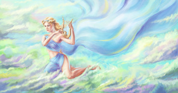 Картинка фэнтези девушки фон девушка арфа