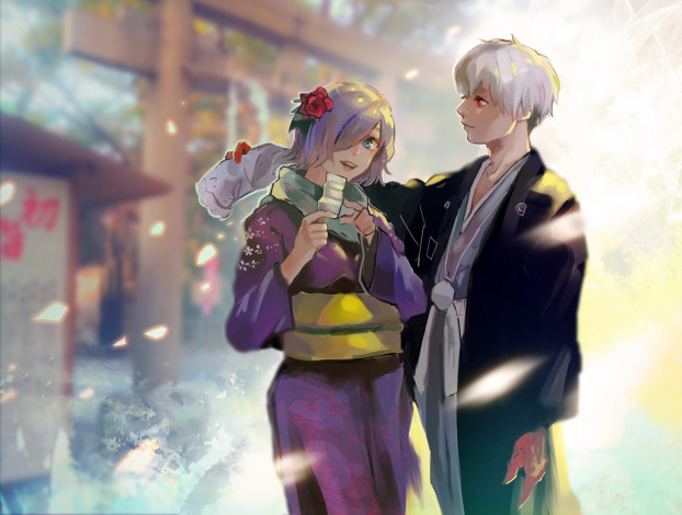 Обои картинки фото аниме, tokyo ghoul, двое