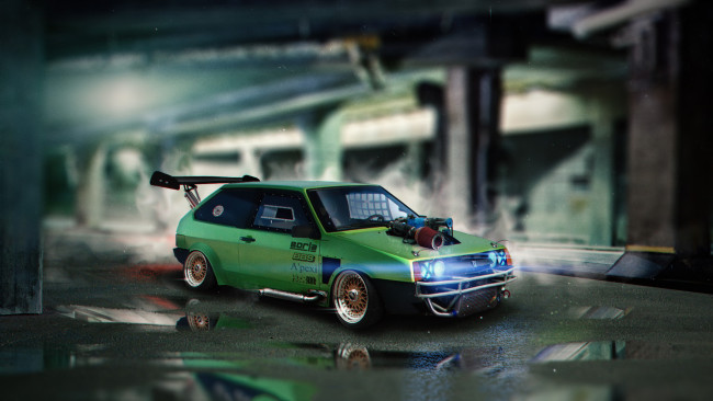 Обои картинки фото автомобили, виртуальный тюнинг, фон, тюнинг, ваз