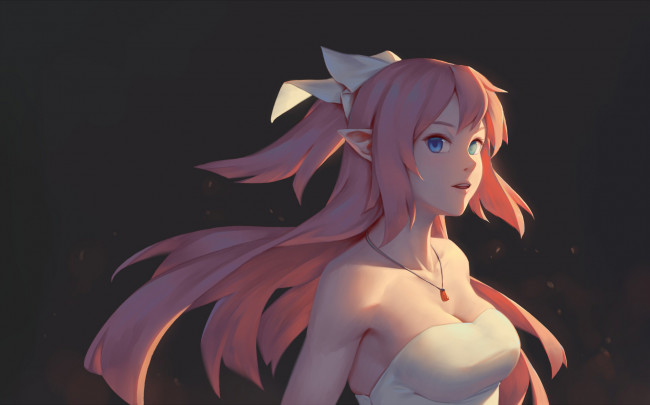 Обои картинки фото аниме, животные,  существа, девушка