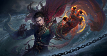 Картинка фэнтези маги +волшебники магия цепь мужчина фон взгляд