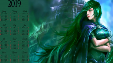 Картинка календари фэнтези 2019 женщина девушка calendar