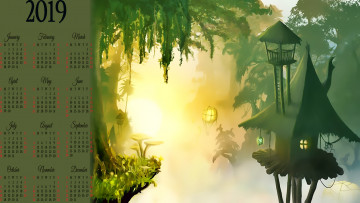 Картинка календари фэнтези calendar растение природа строение 2019