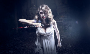 Картинка разное cosplay+ косплей девушка взгляд фон кинжал