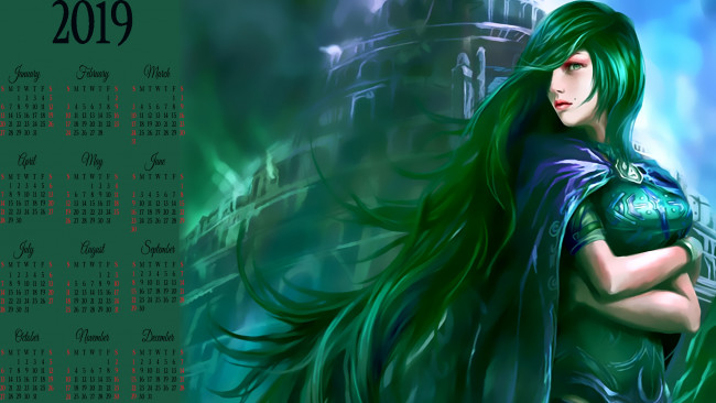 Обои картинки фото календари, фэнтези, 2019, женщина, девушка, calendar