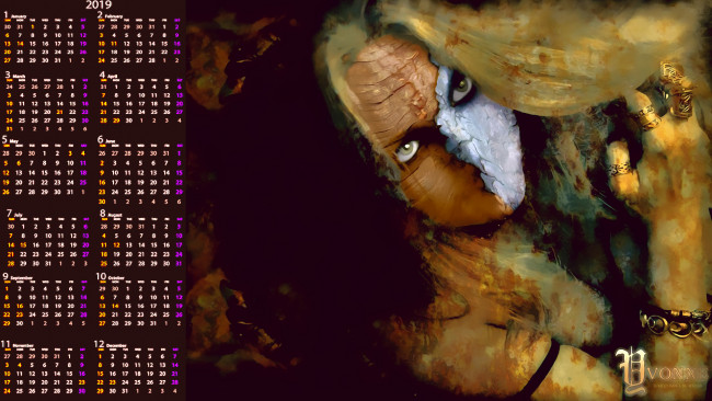 Обои картинки фото календари, фэнтези, существо, девушка, женщина, calendar, 2019