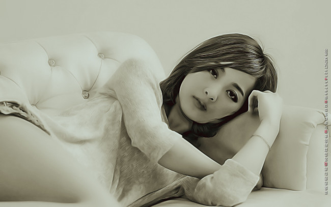 Обои картинки фото календари, компьютерный дизайн, азиатка, взгляд, 2019, девушка, calendar, женщина