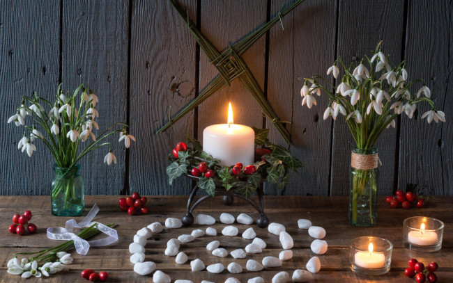 Обои картинки фото разное, свечи, композиция