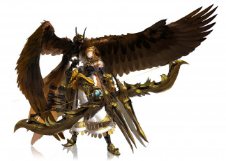 Картинка аниме оружие +техника +технологии девушка лук стрелы птица