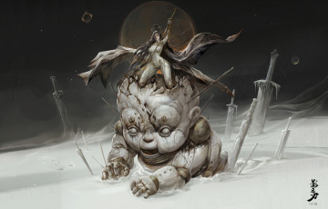 Картинка фэнтези _ghost+blade+ +призрачный+клинок девушка мечи снег транспорт