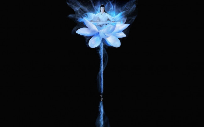 Обои картинки фото рисованное, кино,  мультфильмы, лань, ванцзи, гуцинь, лотос, магия