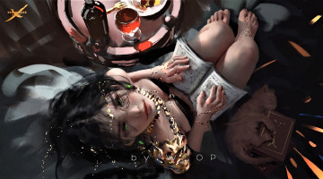 Картинка фэнтези _ghost+blade+ +призрачный+клинок девушка книга еда