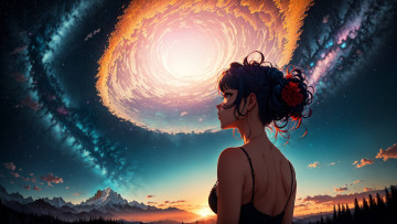 Картинка аниме пейзажи +природа нейросети графика нейроарт ai art нейронные сети рисунки нейро искусство