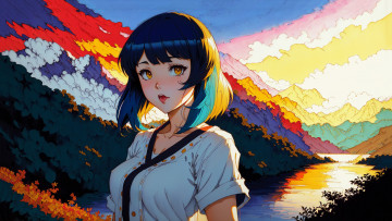 Картинка аниме пейзажи +природа нейросети графика нейроарт ai art нейронные сети рисунки нейро искусство