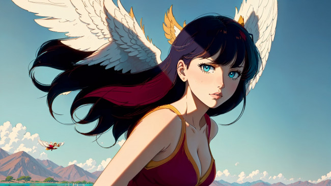 Обои картинки фото аниме, ангелы,  демоны, нейросети, графика, нейроарт, ai, art, нейронные, сети, рисунки, нейро, искусство