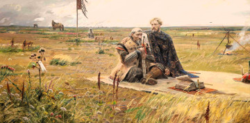Картинка рисованное павел+рыженко князь старик степь книга оружие лошадь
