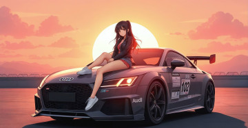 Картинка аниме unknown +другое+ audi tt anime girl ai art sun