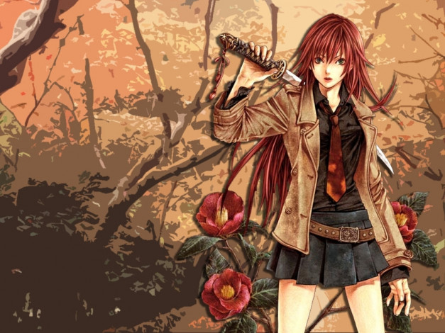 Обои картинки фото аниме, weapon, blood, technology