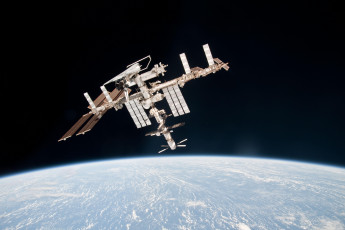 Картинка космос космические корабли станции мир мкс