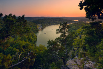 Картинка lake of the ozarks природа реки озера панорама лес озеро деревья закат пейзаж