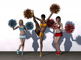 Картинка 3д+графика люди+ people девушки взгляд фон улыбки танец