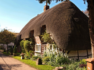 Картинка nether+wallop++hampshire города -+здания +дома дом англия улица кусты nether wallop hampshire