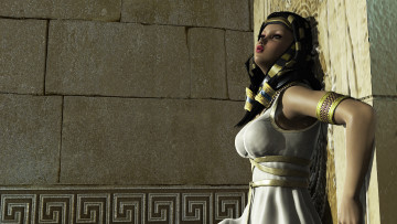 Картинка 3д+графика люди+ people девушка стена взгляд