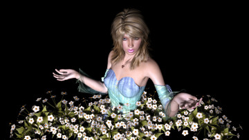 Картинка 3д+графика люди+ people фон взгляд девушка цветы