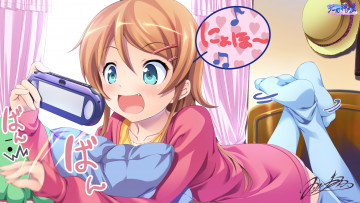 Картинка аниме oreimo девушка kousaka kirino блондинка игра арт комната окно радость