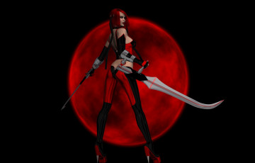 Картинка 3д+графика люди+ people bloodrayne рендеринг игра костюм профиль оружие фон