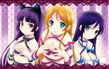Картинка аниме oreimo aragaki ayase gokou ruri kousaka kirino ленты арт девушки
