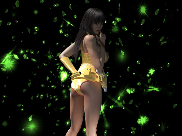 Обои картинки фото 3д графика, люди , people, взгляд, девушка, фон