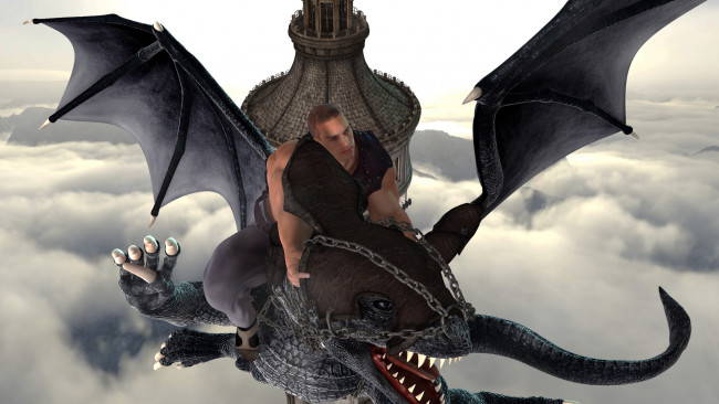 Обои картинки фото 3д графика, фантазия , fantasy, дракон, мужчина