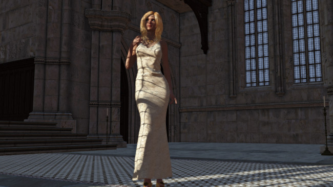 Обои картинки фото 3д графика, люди , people, блондинка, взгляд, девушка