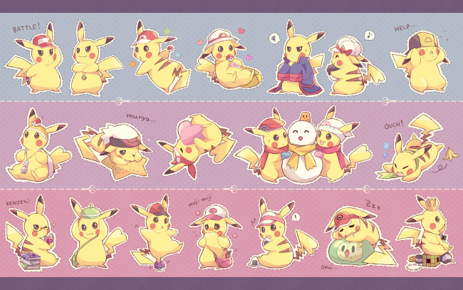 Обои картинки фото аниме, pokemon, арт, позы, пикачу, покемон