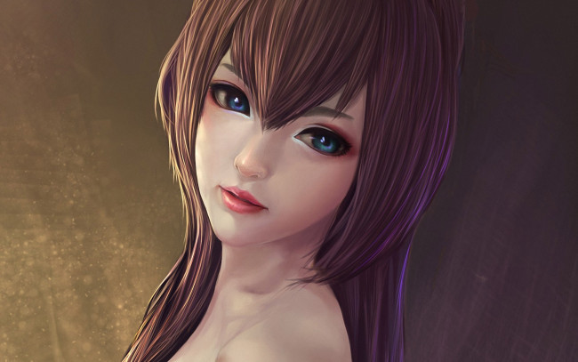 Обои картинки фото рисованные, люди, девушка, взгляд, лицо