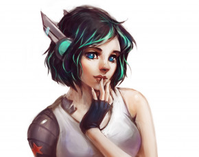 обоя фэнтези, роботы,  киборги,  механизмы, арт, девушка