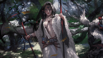 Картинка фэнтези девушки шаманка посох девушка taejune kim