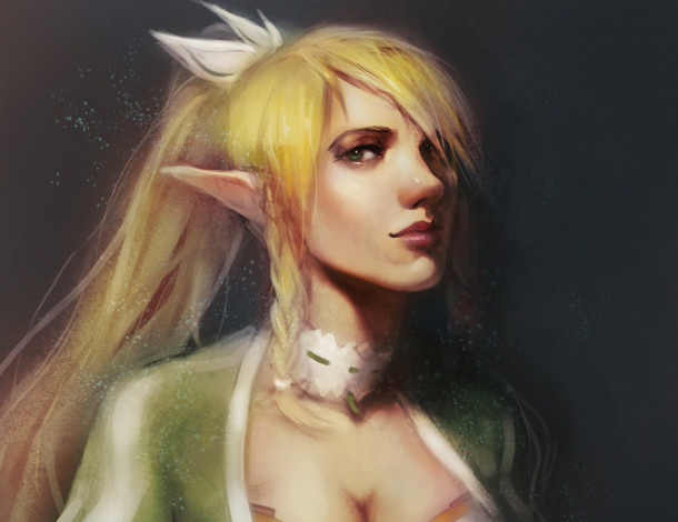 Обои картинки фото фэнтези, эльфы, арт, девушка, эльф