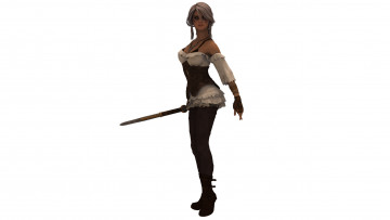 Картинка 3д+графика люди+ people взгляд девушка оружие фон