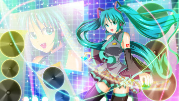 Картинка аниме vocaloid взгляд девушка фон