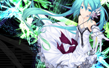 Картинка аниме vocaloid девушка взгляд фон