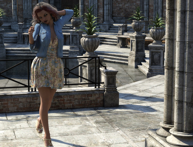 Обои картинки фото 3д графика, люди , people, фон, девушка, взгляд