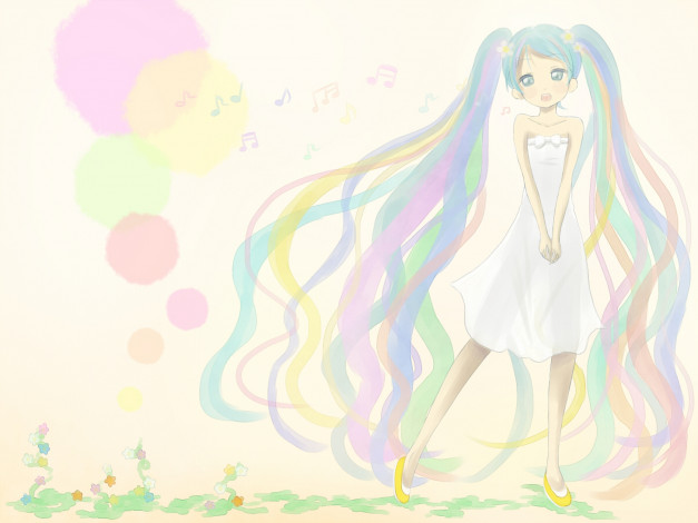 Обои картинки фото аниме, vocaloid, взгляд, девушка, фон