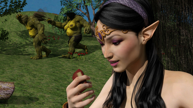 Обои картинки фото 3д графика, эльфы , elves, фон, взгляд, эльфийка