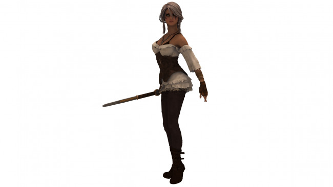 Обои картинки фото 3д графика, люди , people, взгляд, девушка, оружие, фон