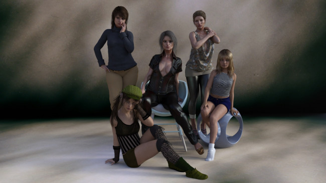 Обои картинки фото 3д графика, люди , people, взгляд, девушки, фон