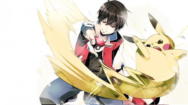 Обои картинки фото аниме, pokemon, покебол, пикачу, эш