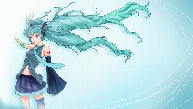 Обои картинки фото аниме, vocaloid, фон, взгляд, девушка